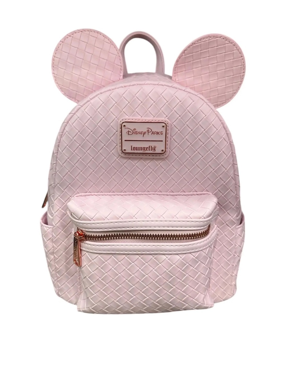 Loungefly Pink Woven Minnie Ear Backpack